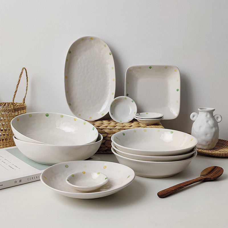 Dot Ceramic Serving Plate Set